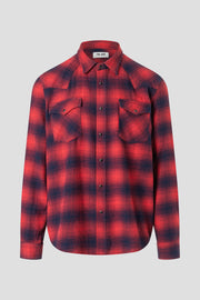 MAN WESTERN SHIRT - RED/NAVY CHECK RINSE