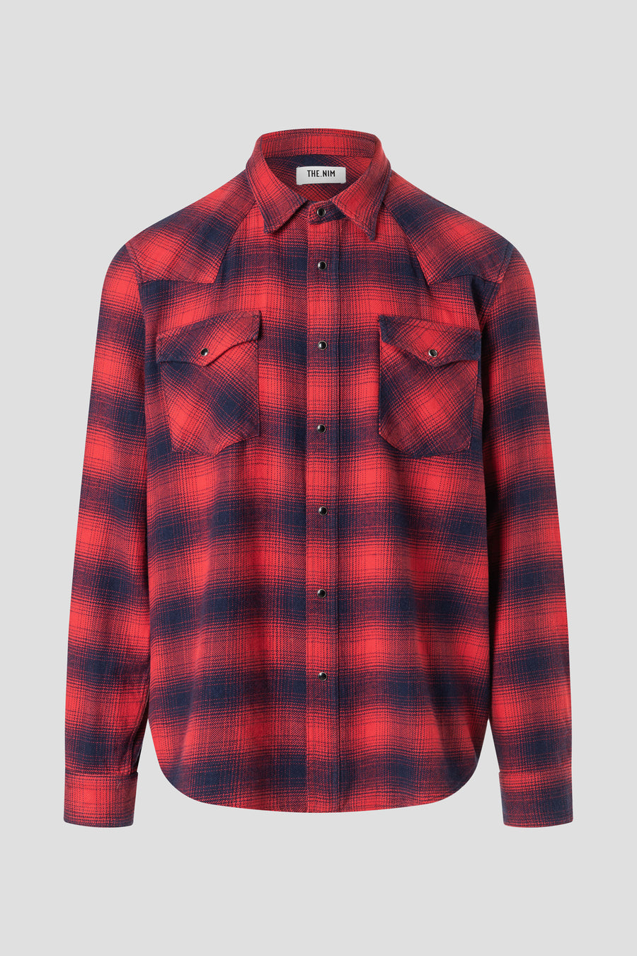 MAN WESTERN SHIRT - RED/NAVY CHECK RINSE
