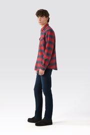 MAN WESTERN SHIRT - RED/NAVY CHECK RINSE
