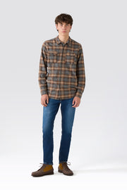 MAN DETROIT SHIRT - BEIGE/BROWN/GREY CHECK