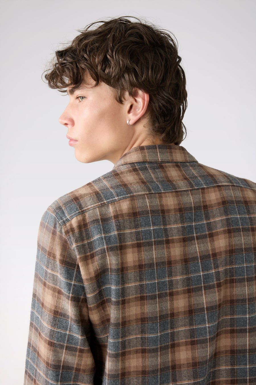 MAN DETROIT SHIRT - BEIGE/BROWN/GREY CHECK