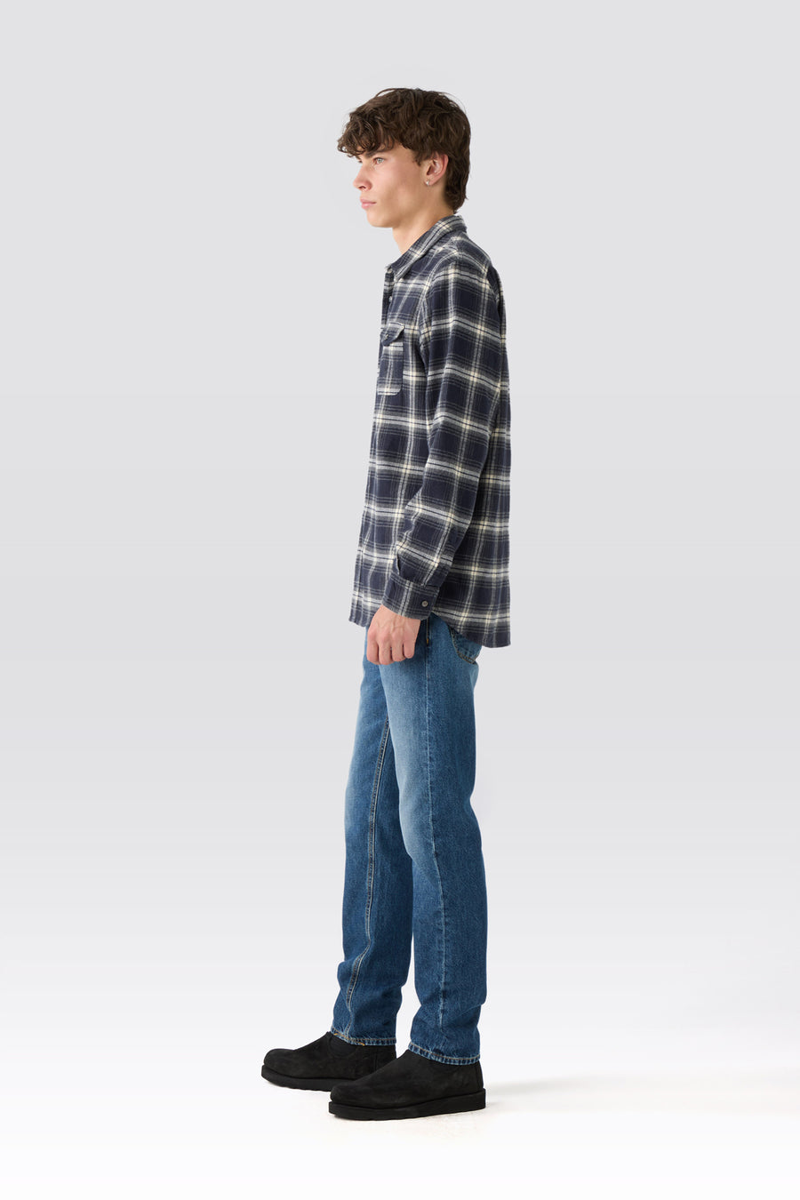 MAN DETROIT SHIRT - RINSE BLUE/CREAM CHECK