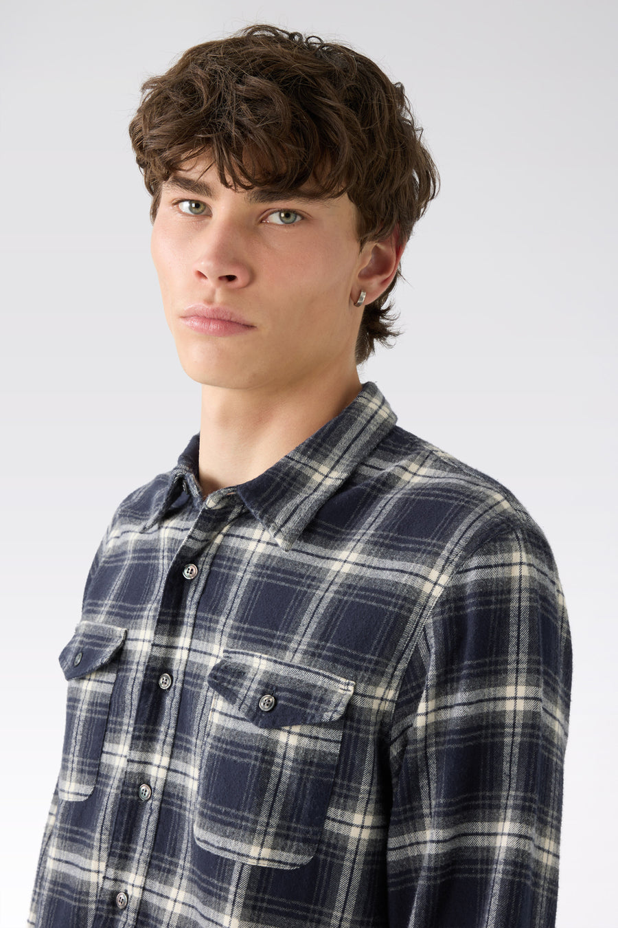 MAN DETROIT SHIRT - RINSE BLUE/CREAM CHECK