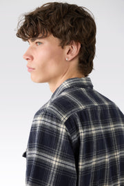 MAN DETROIT SHIRT - RINSE BLUE/CREAM CHECK