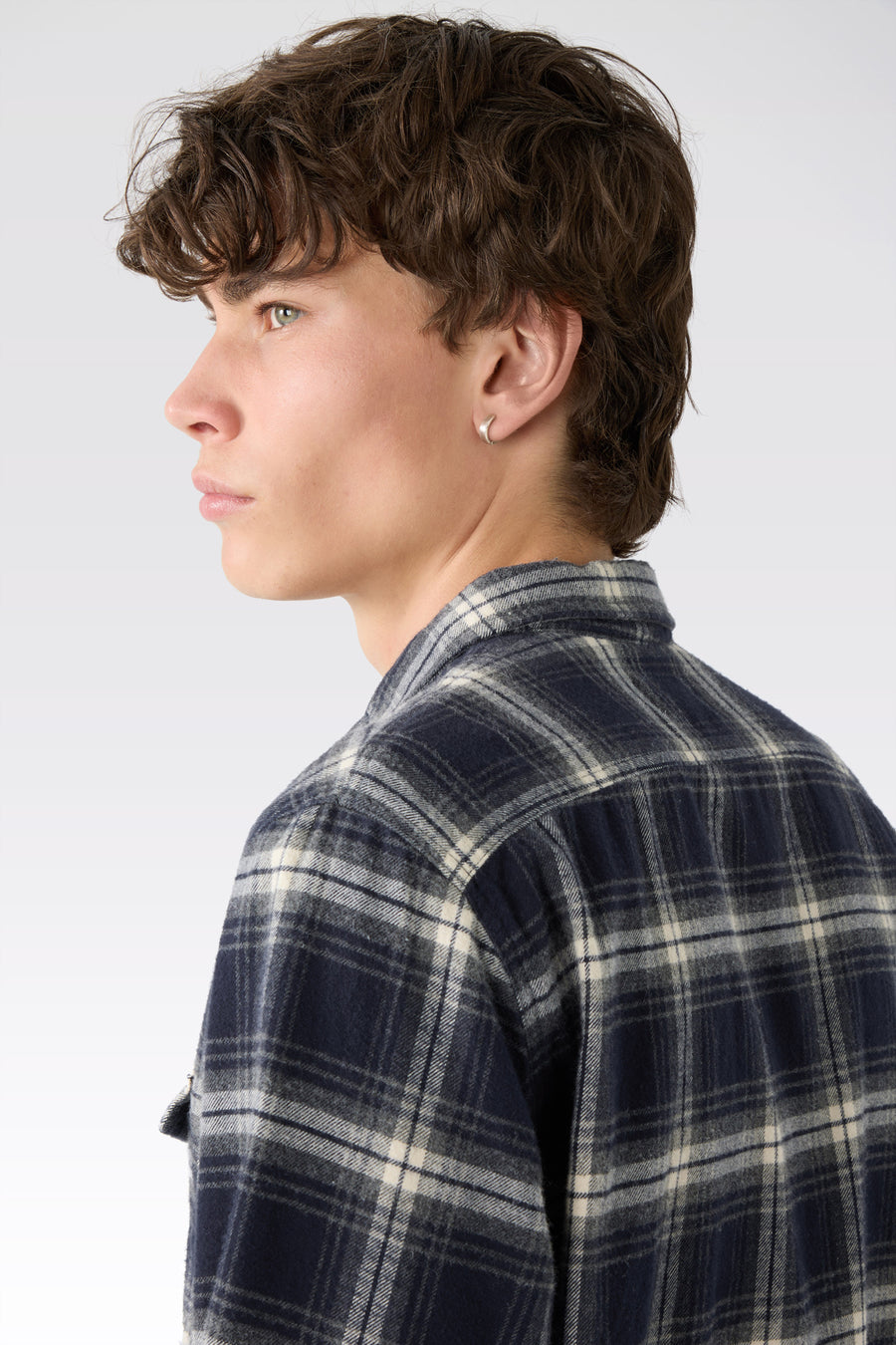 MAN DETROIT SHIRT - RINSE BLUE/CREAM CHECK