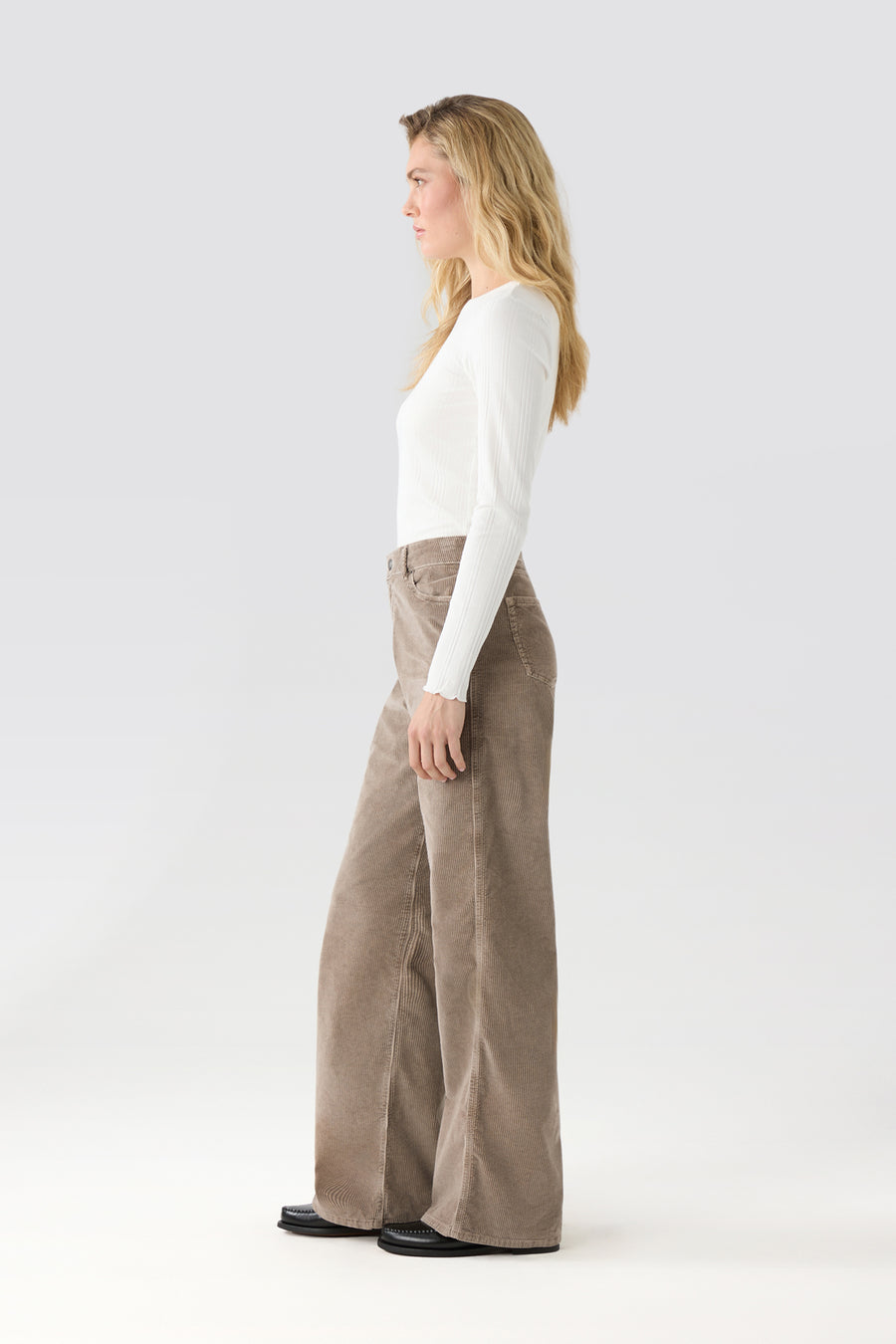 DEBBIE WOMAN PANTS HIGHT RISE - PIGMENT TAUPE