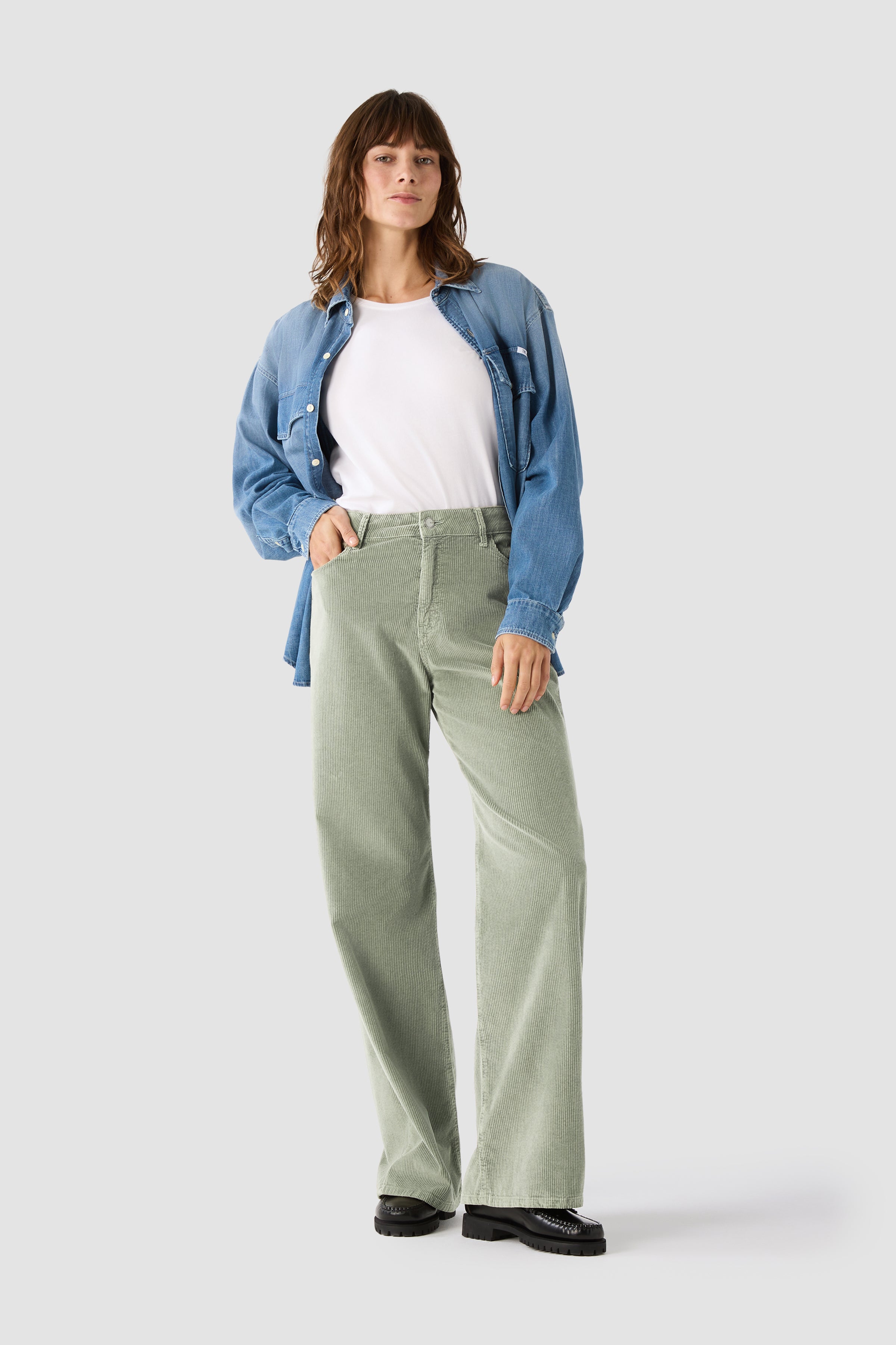 DEBBIE WOMAN PANTS HIGHT RISE - PIGMENT GREEN