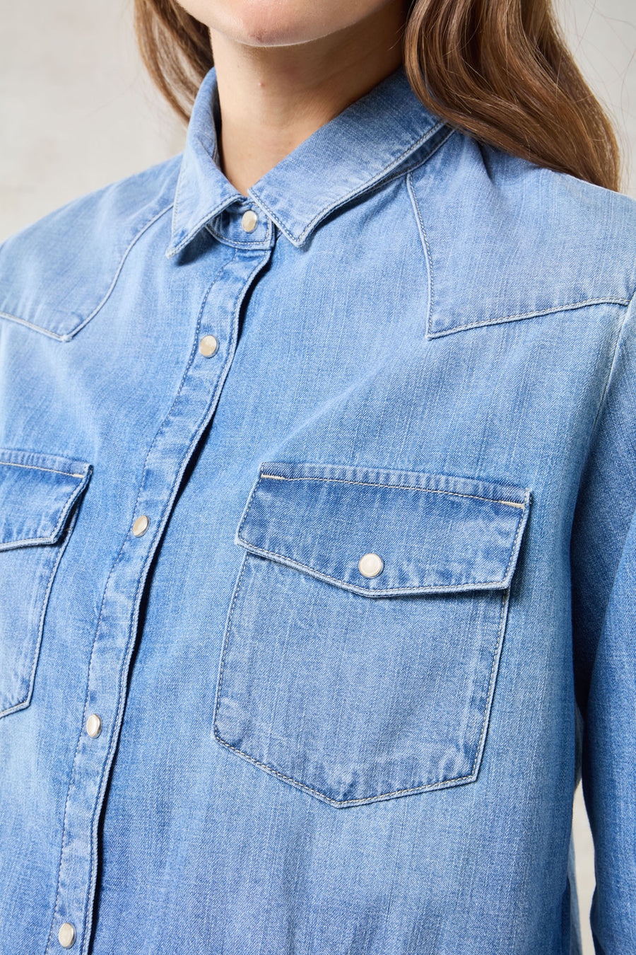 WOMAN WESTERN SHIRT - BLUE LIGHT DENIM