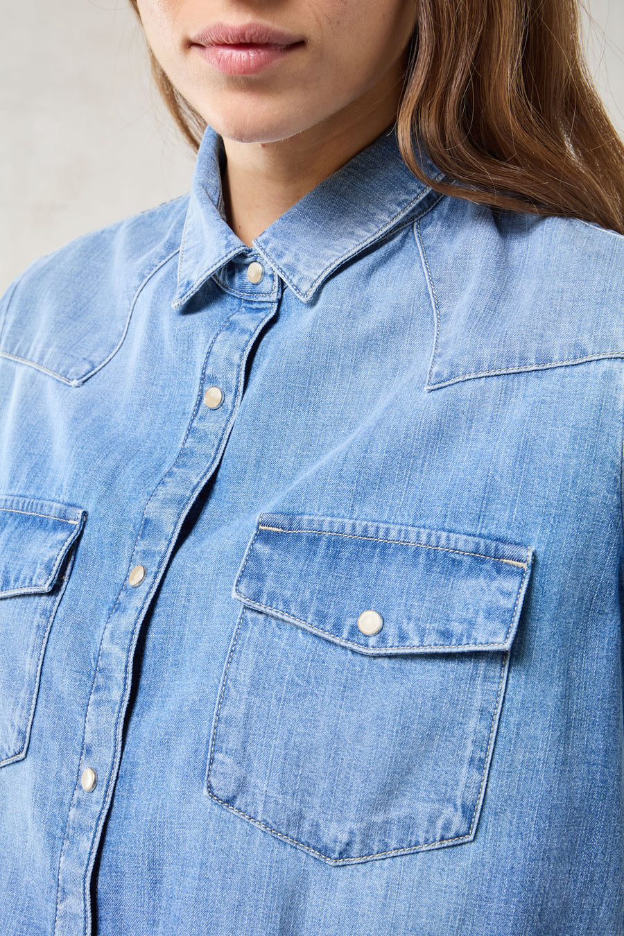 WOMAN WESTERN SHIRT - BLUE LIGHT DENIM