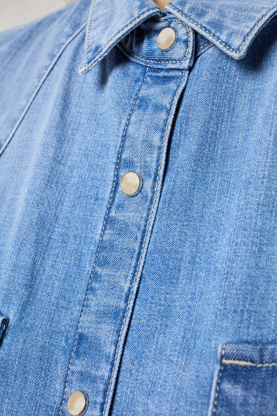 WOMAN WESTERN SHIRT - BLUE LIGHT DENIM