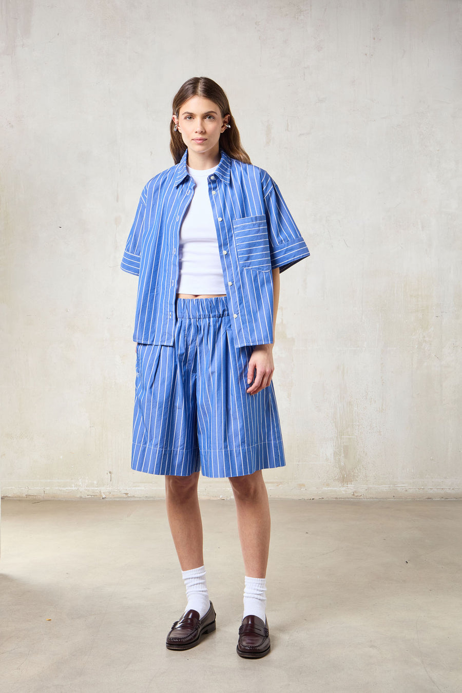 WOMAN SHORT SLEEVES COTTON SHIRT - WASHED