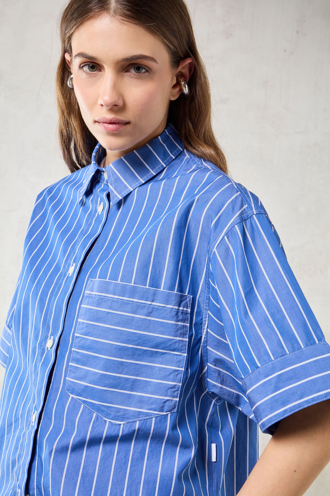 WOMAN SHORT SLEEVES COTTON SHIRT - WASHED