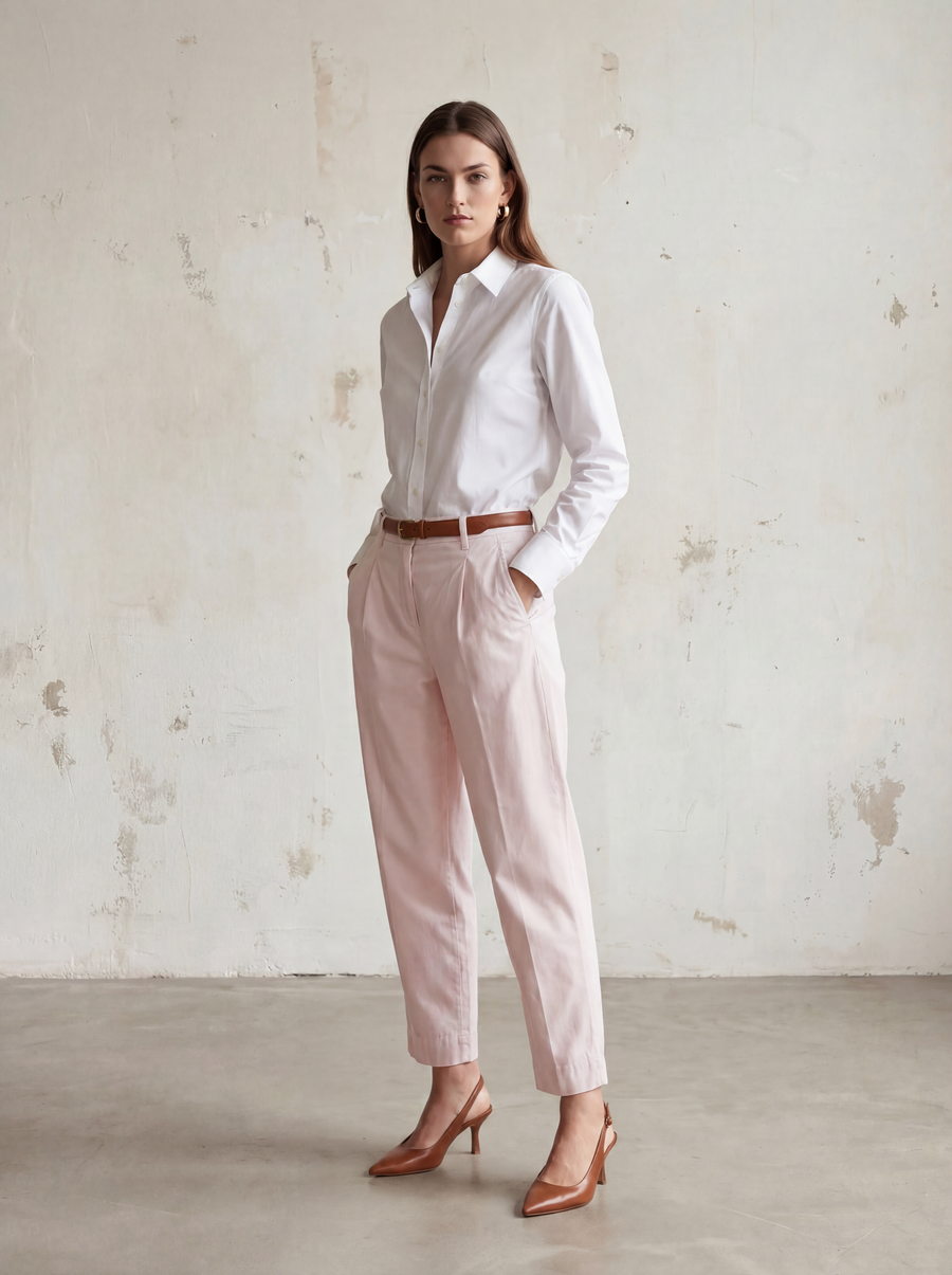WOMEN CHINO PINCE FRONT - Sand