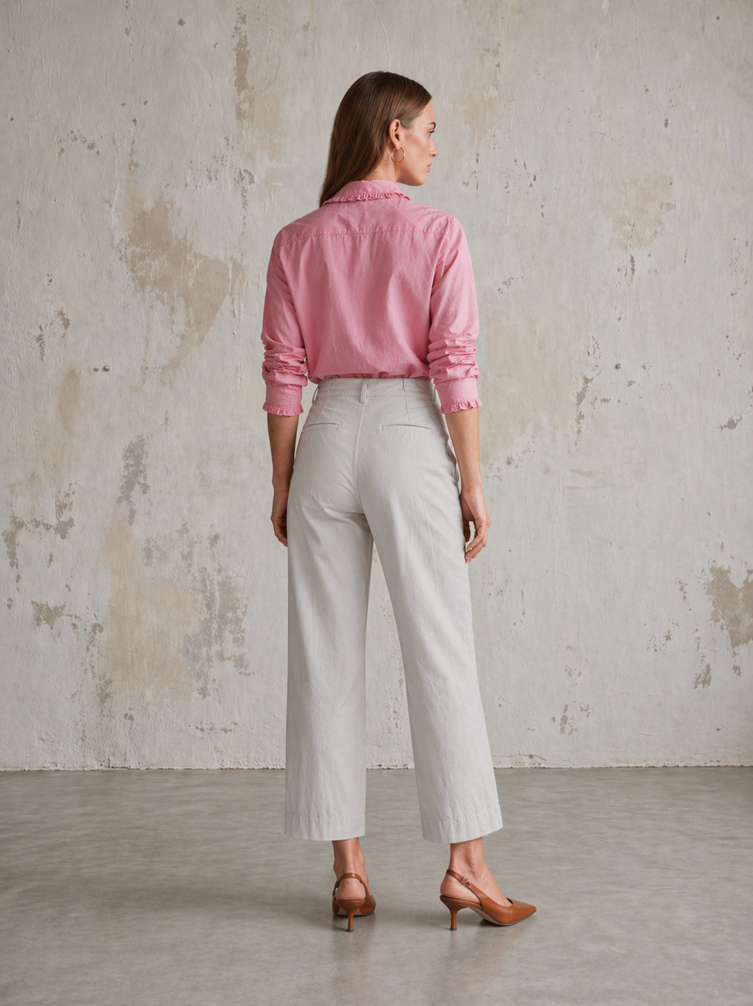 WOMEN CHINO PINCE FRONT - STONE