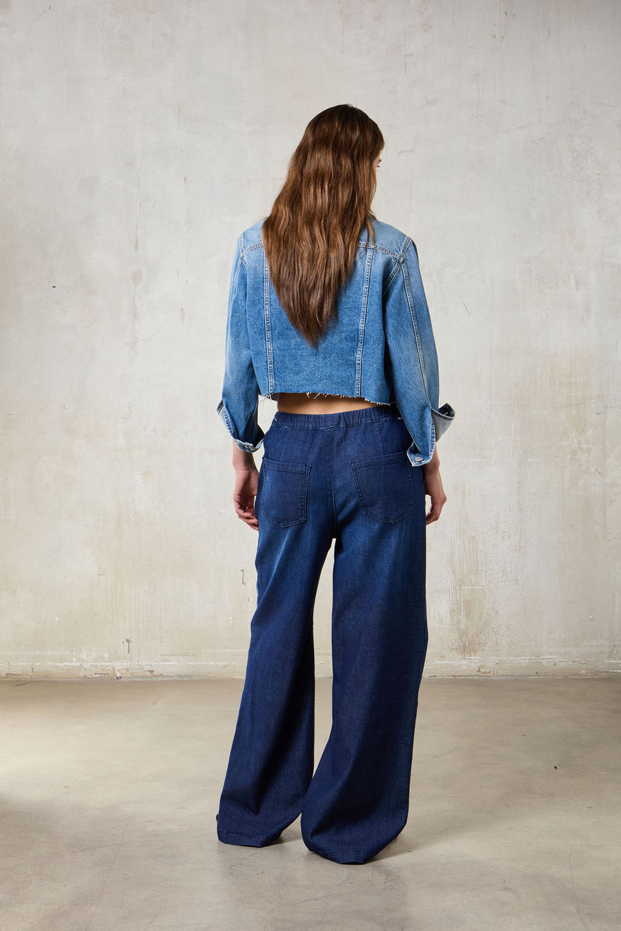 WOMAN STRING PANT 3/1 LOOSE WEAVE - STAR BLUE